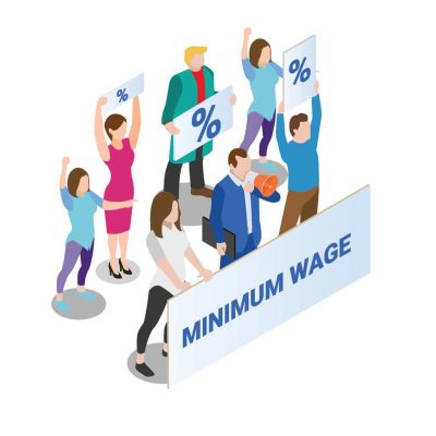 People rally for increase in monthly salary isometric 3d vector concept for banner, website, illustration, landing page, flyer, etc.